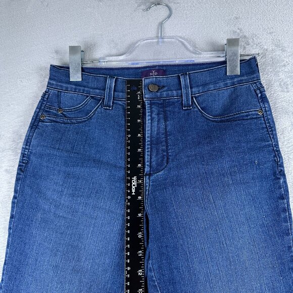 NYDJ Crop Jeans Womens Size 4P Mid Rise Medium Wash Ankle Slit Blue - Picture 7 of 12